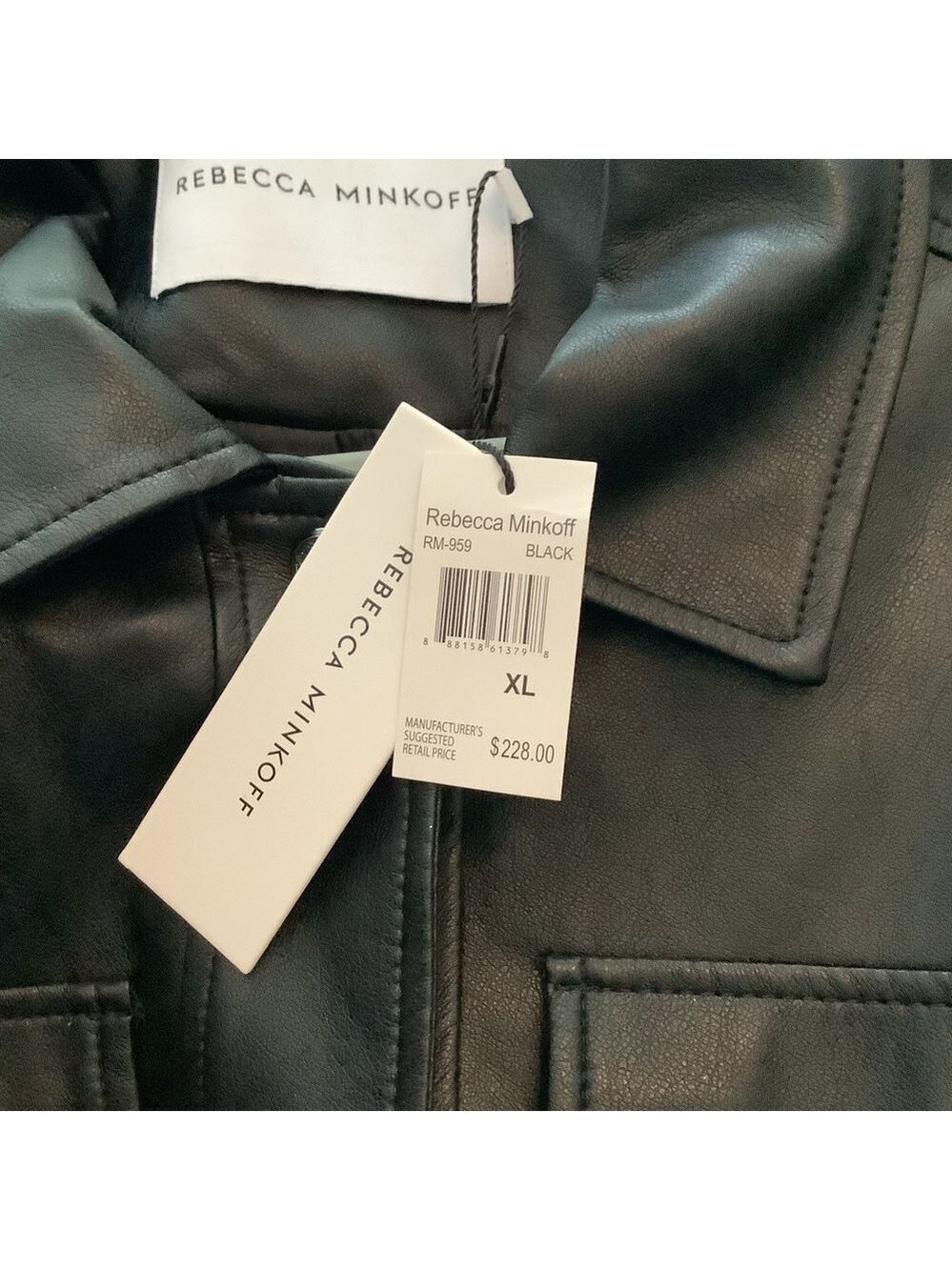 Rebecca Minkoff Faux Leather Black Belted Shirt Jacket XL New - Picture 6 of 6